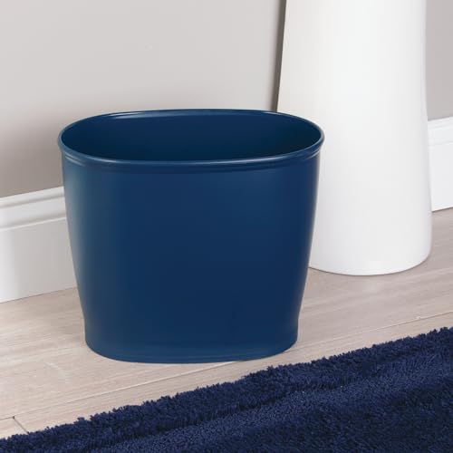 iDesign Slim Plastic Bathroom Trash Can Navy Blue Pack of 1