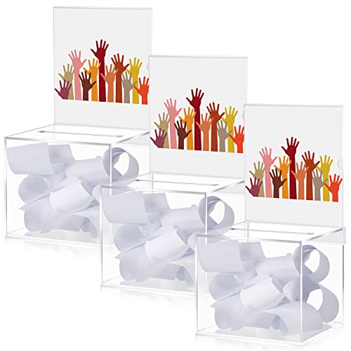 Bucherry 3 Pcs Clear Acrylic Donation Box with Slot, 6x5x5 Inch - Variation 3