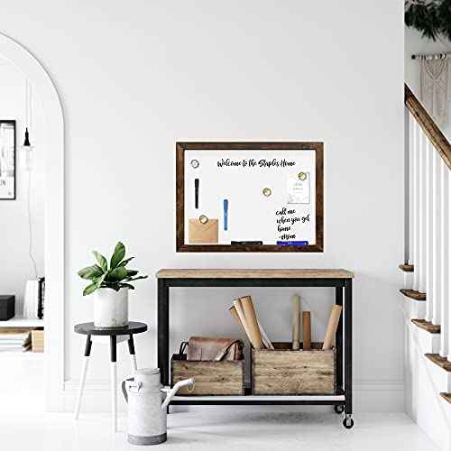 Loddie Doddie Magnetic Dry Erase Whiteboard for Wall - 18" x 24" Rustic Wood Frame with Built-in Marker Tray - Dry Erase Board - Magnetic Board