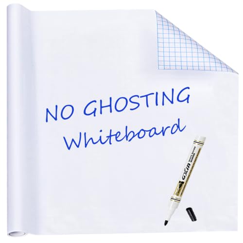 HAMIGAR White Board Peel & Stick Dry Erase Paper 18x79in No Ghosting – White, 79"W x 18"H