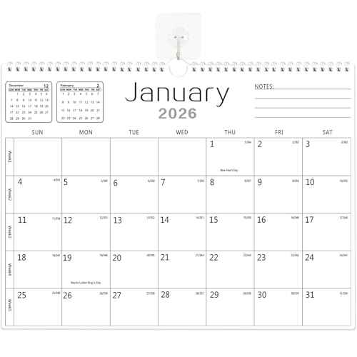 Calendar 2026-2027, Wall Calendar 2026-2027 From January 2026 To June 2027 18 Months, 14.7" x 11" Paper Calendars with Julian Date and Blank Block for New Year Christmas Gifts
