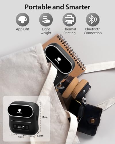 Phomemo M220 Bluetooth Label Maker Printer Kit Black / 1 Printer + 1 Roll Labels