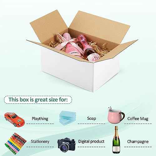 Eupako 10x7x5-Small-Shipping-Boxes-30-Pack-White-Corrugated-Box-Mailers, Cardboard Boxes for Packaging Small Business, Mailing