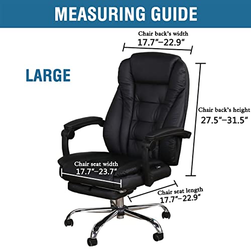 Shukii Black Large Waterproof PU Leather Office Chair Cover - Fits 27.5-31.5in back, 17.7-22.9in seat
