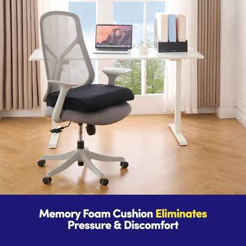 Extra Large Seat Cushion for Office Chair ?- Ergonomic Pillow for Desk Chair, Wheelchair, Airplane, Stadium, Car Seat, Gamers ?? Non-Slip Support Pad for Work, Automotive & Mobility, 19" x 17" x 3"