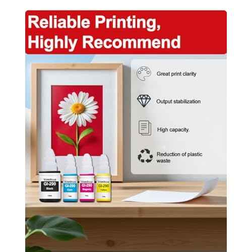 GI-290 Ink Bottles - High Capacity Compatible GI 290 Ink Refill Bottles Replacement for Canon PIXMA G3200 G1200 G4210 G2200 G4200 Printer, 4-Pack (Black, Cyan, Magenta, Yellow)