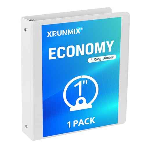 1-inch 3-Ring Binders, 1'' Round Rings Binder, US Letter Size 8.5 x 11'', 200 Sheet Capacity, ClearVue Presentation View, Non-Stick, White (1)