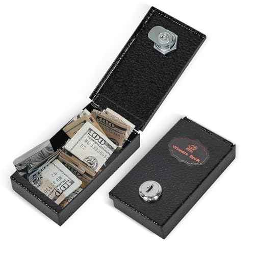 Metal Box for Gambler - Winners Bank Portable Safe Casino Money Pocket Sized Cash Box with Key Go Home Money