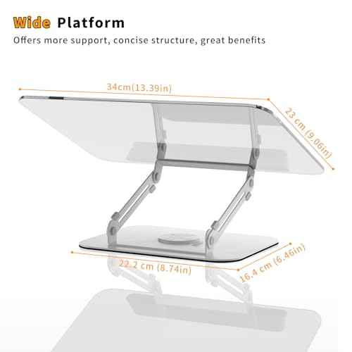 Acrylic Book Stand for Reading,Adjustable Holder with 360¡Æ Rotates Base & Page Clips,Foldable Desktop Ricer for Cookbook,Music Scores,Laptop,Tablet,Recipe,Textbook,Magazines