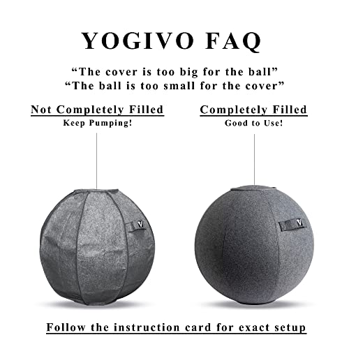 Sitting Ball Chair for Home Office Desk - Exercise and Stability Ball for Fitness, Pilates, and Ergonomic Balance - Includes Cover and Pump