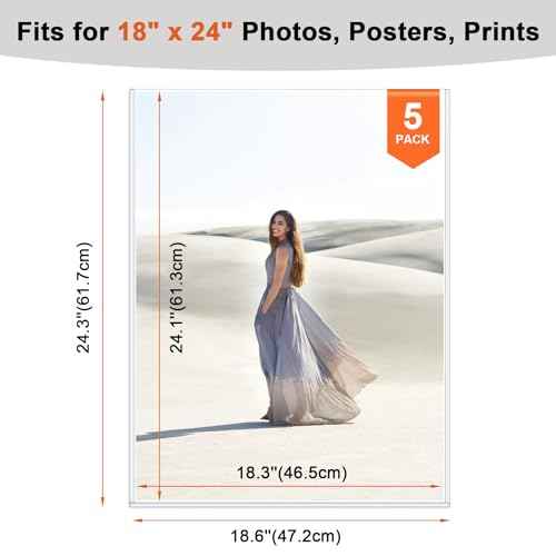 Ndsox 5 Pack 18" x 24" Rigid Print Protectors Clear Hard Plastic Sheet Protectors Poster Sleeves Top-Loading Rigid Newspaper Magazine Page Holders for Photos, Presentations, Art Painting, Sheet Music