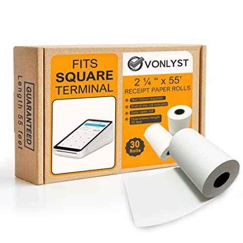 Receipt Paper Roll for Square Terminal Credit Card Machine (30 rolls)
