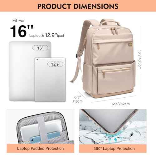 VNINE Laptop Backpack for Women, Fashion Travel Backpack Fits 15.6 Inch Laptop Water Resistant Computer Backpack for College Teacher Nurse Business Large Capacity Casual Daypack