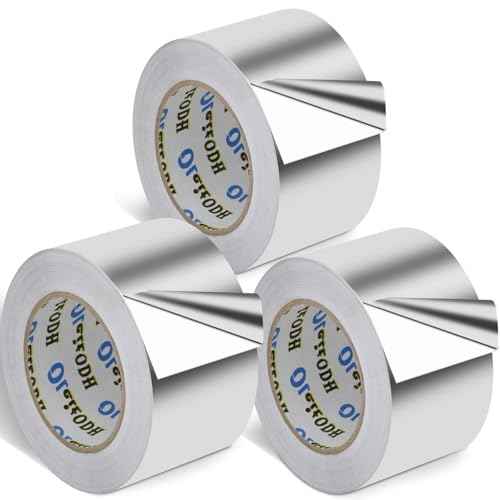 3 Pack Aluminum Foil Tape Bulk - 3 Inch x 55 Yards - Heavy Duty Metal Duct Tape, Aluminum HVAC Tape for Sealing & Patching, Air Ducts, Insulation Metal Repair, Professional Grade