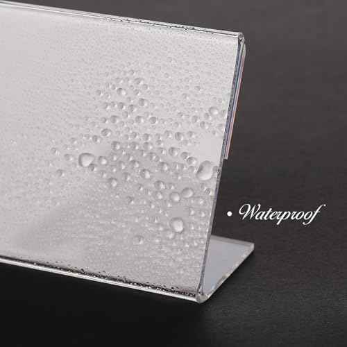 Vicenpal 3.5 x 2.5 Inches Acrylic Sign Holder Slant Back Sign Holders Clear Picture Frame Acrylic Stands L Shaped Display Stand for Office, Store, Restaurant, Horizontal (100 Pcs)