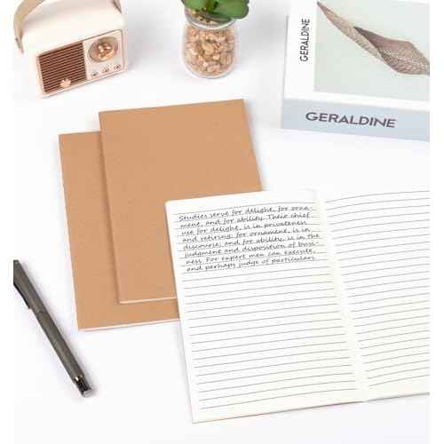 60 Pack A5 Ruled Lined Kraft Notebooks Bulk, Journaling Notebooks, A5 Lined College Ruled Notebook, 8.3x5.5 Inches 60 Pages Travel Journal Notebooks Set for Work, School, Student, Kids, Writing