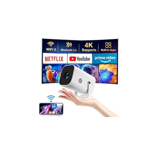 ¡¼Built-in APPS & Electric Focusing & Auto Keystone¡½Mini Projector With Wifi And Bluetooth, 1080P Portable Projector, Movie Projector for Bedroom, Supports Smartphones/TV Stick/iPad/PS5/Laptop/HDMI/USB