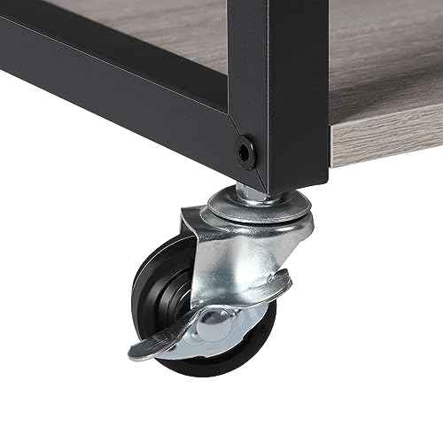 SEHERTIWY 2 Tier Computer Tower Stand, Black CPU Holder Cart with Rolling Caster Wheels, Mobile PC Tower Stand for Office Home Studio