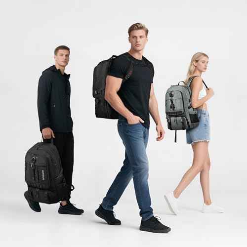 45L Travel Backpack for Men, TSA Approved Carry On Laptop Backpack Expandable, Business Backpack for Work Water Resistant, Black