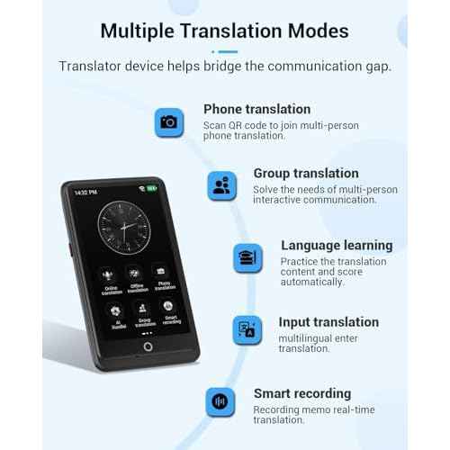 Language Translator Device,AI Inteligente Translator 2025,Support 139 Languages and Accents Portable Instant Translation with 4.1¡±Screen,Upgraded Chip,16GB Storage Space for Travel Business Learning