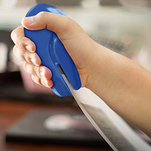 Plus Paper Clinch Compact Staple-Free Stapler Navy Blue Handheld Office Tool