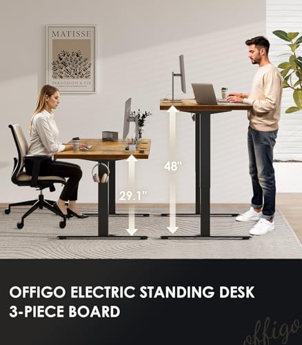 OffiGo 71-Inch Rustic Brown Electric Standing Desk with Memory Presets