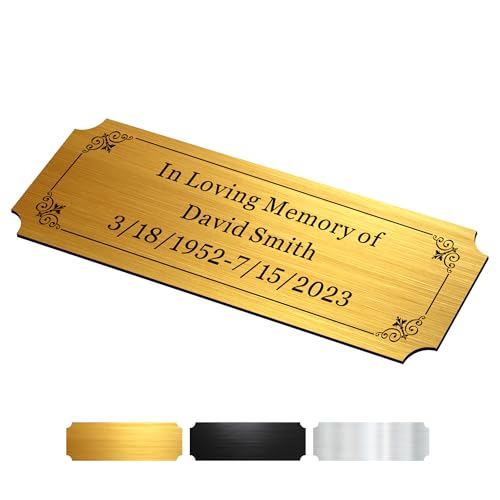 Gold 3x1 Inch Engraved Name Plate - Personalized Brass Plaque for Trophies & Memorials