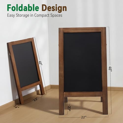 Brown TEAKMAMA 40x20 Inch A Frame Chalkboard Sign - Freestanding Double-Sided Menu Board