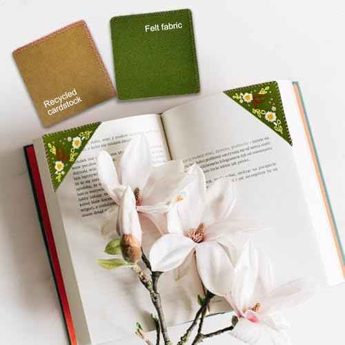 Personalized Hand Embroidered Corner Bookmark,Felt Triangle Page Stitched Handmade Bookmark,Unique Cute Flower Letter Embroidery Bookmarks Accessories for Book Lovers