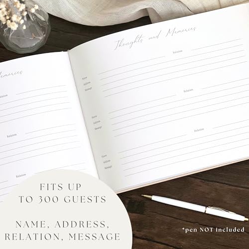 Funeral Guest Book for 2025 Celebration Of Life Memorial Service - Leather Memory Book for Funeral Guests to Sign In with Condolence Memory Table Sign & Back Pocket - Blue Guestbook