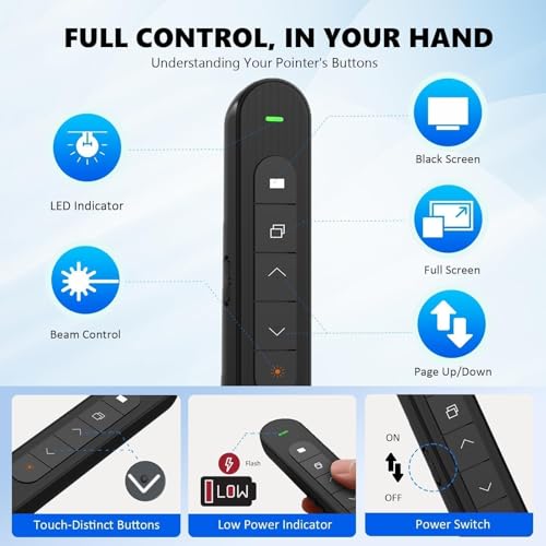 GUMENA Wireless Presentation Clicker for PowerPoint, Black / A
