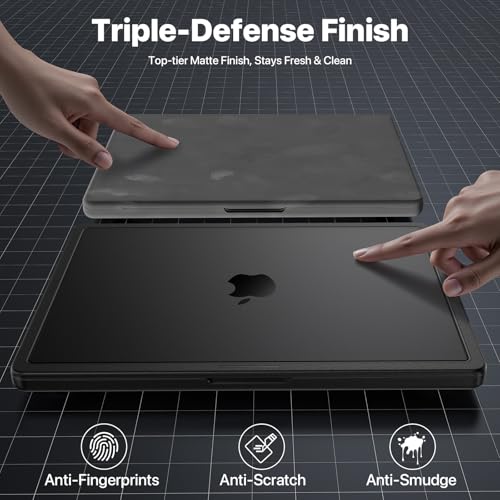 CrackGuard for MacBook Pro 14 inch Case M5 M4 M3 M2 M1 Pro/Max 2025 2024-2021 [Anti-Crack Upgrade] [100% Match Official Color] Cover Protective Hard Shell Case Laptop - Space Black Clear