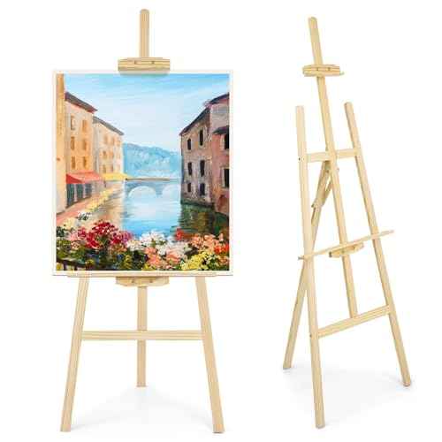 1Pcs Wooden Easel for Painting-Adjustable Easel Stand for Painting and Canvas, Holds Up to 42", Lightweight Pine Art Easel Stand, Large Easel for Painting for Beginners, and Artists