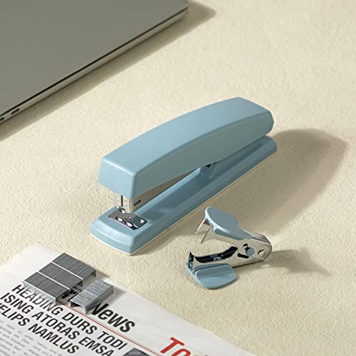 Deli Blue Stapler 25 Sheet Capacity with 1000 Staples & Remover - 1 Pack