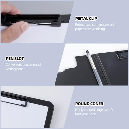 FRETONBA Green A4 Foldable Clipboard with Double Metal Clips & Pen Holder - 1 Pack