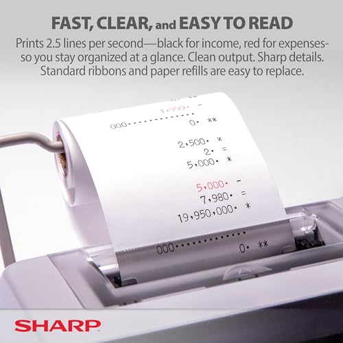 Sharp EL-1801V Ink Printing Calculator, 12-Digit LCD, Office & Business Use