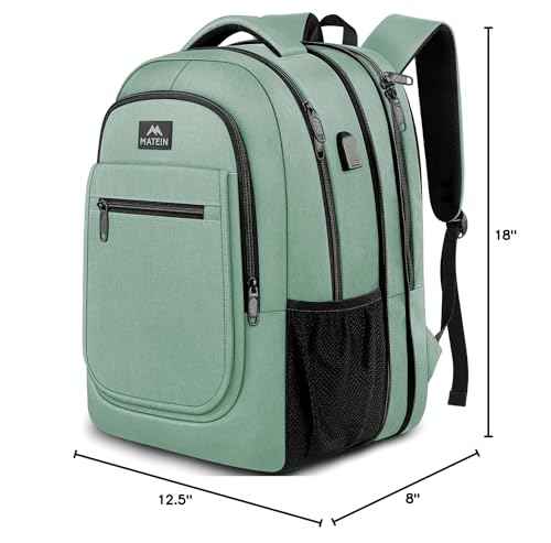 MATEIN Laptop Backpack for Women, Expandable 15.6 inch with USB Charging Port, Anti Theft Travel School Backpack, Water Resistant College Bookbag for Computer Bag Gifts for Men Women, Cyan