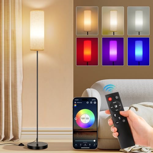 FRIDEKO HOME Beige Color Changing Smart Floor Lamp with 9W 800LM Bulb, App & Remote Control