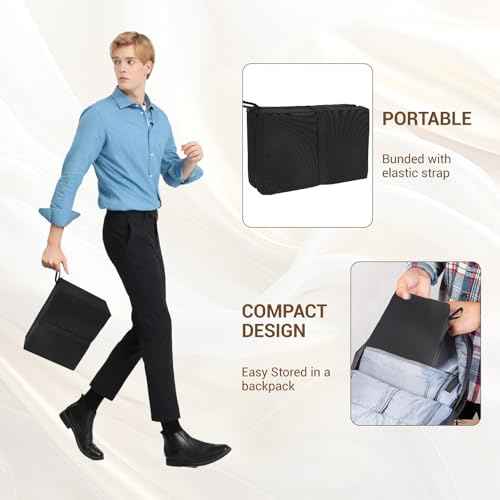 Airplane Seat Cushions 2 Pack, Travel Seat Cushion 16.8 * 13 * 2 inches with Handle, Foldable & Portable for Travel and Outdoor Use (Black)