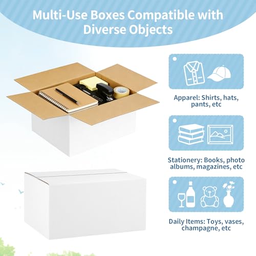 Famagic Small Shipping Boxes 10x7x5 Inch Pack of 10 - White Packaging & Business Use