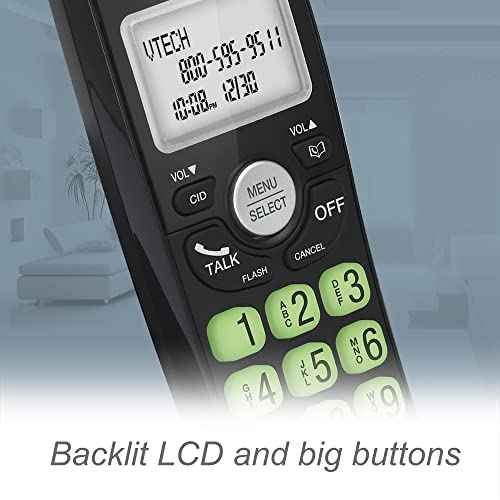[New] VTech VG134-11 DECT 6.0 Cordless Home Phone with Bluetooth Connection, Digital Answering Machine, Backlit Display,Full Duplex Speakerphone, Caller ID/Call Waiting,1000 ft Range (Black)
