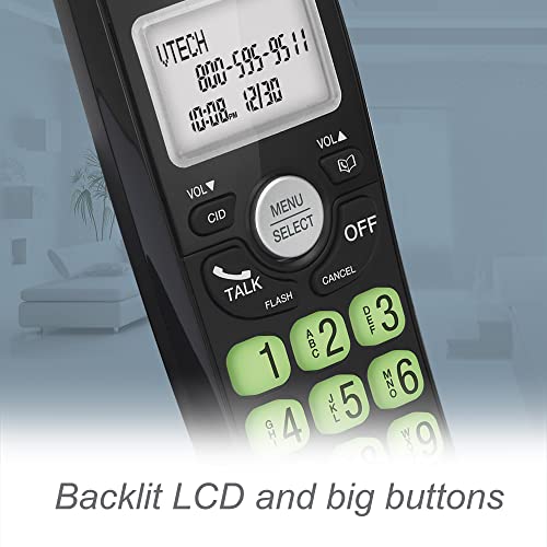 VTech VG134-11 Black DECT 6.0 Cordless Phone with Bluetooth & Answering Machine