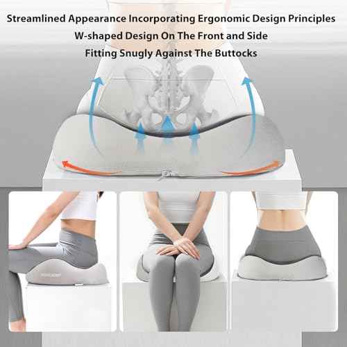 Ergonomic Memory Foam Seat Cushion - Suitable for Office Chairs, car Seats, and wheelchairs. Relieves Tailbone and Hip Pain. Durable and Comfortable.-Double Pink