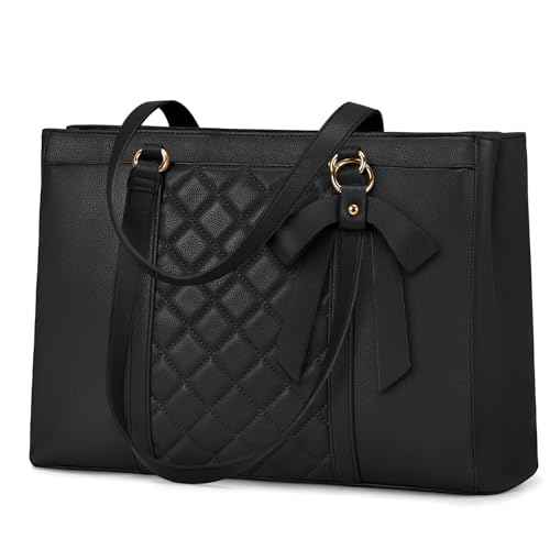 RAINSMORE Laptop Bag for Women 15.6 Inch Work Tote Bags Waterproof Leather Laptop Tote Professional Computer Briefcase