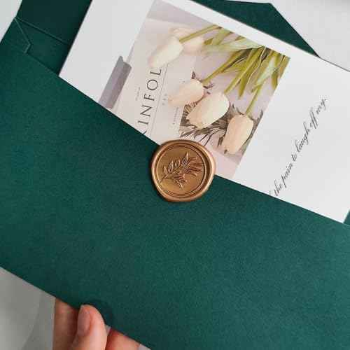 50 Pcs Antique Gold Wax Seal Stickers Self- Adhesive Wedding Invitation Seal Stickers, Perfect for Wedding Invitation, Envelopes Christmas Cards, Gift Wrapping, Good Adhesion and Easy to Use