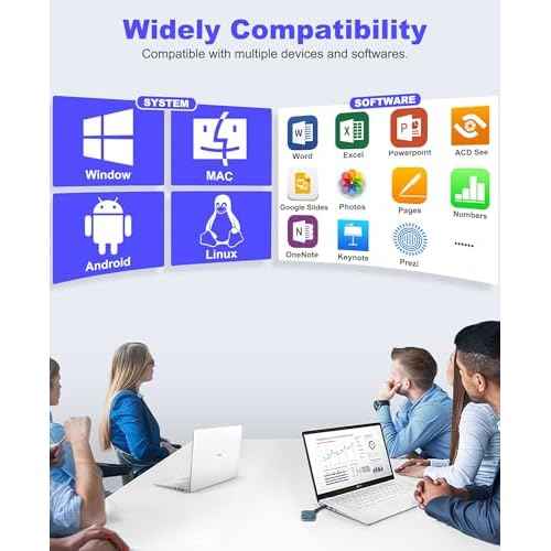 Rechargeable Wireless Presenter Remote with Touch Screen Stylus Pen and Telescopic Pointer Stick, Presentation Clicker with Digital Display- Ideal for PowerPoint Presentations on MAC, PC, and Laptops