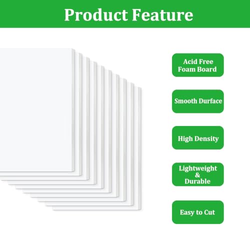 Yision 8x10 Inch White Foam Boards 30 Pack - Double-Sided Craft Foam Core Sheets