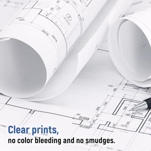 36" x 150' Wide Format Plotter Paper 2 Rolls, Goefun 20lb CAD Inkjet Paper Rolls 2" Core for CAD Printing on Plotter Printers