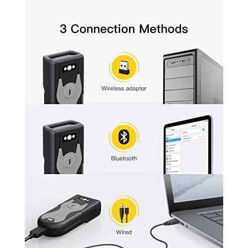 Inateck Bluetooth Scanner 1D Barcode Scanner 2.4Ghz USB Adapter, Screen Scanning, Exclusive Shortcuts, BCST-43