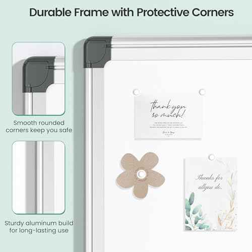 Magnetic White Board 36" x 24" for Wall, Dry Erase Board for Home Office, School, Study Room ? Silver Aluminum Frame with 2 Markers, 4 Magnets, Eraser Included